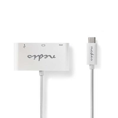 USB-C-Adapterkabel | Type-C Male - USB-A Female + Type-C Female + VGA Female | 0,2 m | Wit