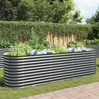 Plantenbak verhoogd 320x80x81 cm gegalvaniseerd staal grijs - thumbnail