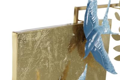 Wanddecoratie DKD Home Decor Blauw Gouden Vogel 84,5 x 8,3 x 72,4 cm