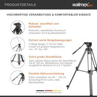 walimex pro EI-9901 Pro videostatief met opbergtas en snelwisselplaat, 134 cm - thumbnail