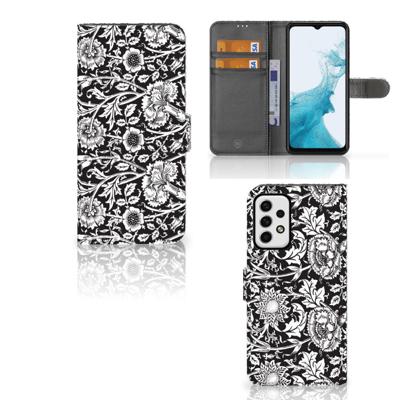 Samsung Galaxy A23 Hoesje Black Flowers Samsung Galaxy A23 Hoesje Black Flowers