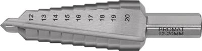 Promat/Tecwerk Getrapte boor | boorbereik 12-20 mm | HSS met rechte groef | snedeaantal 2 tredenaantal 9 - 4000862084