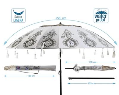 Strandparasol Wit Ø 220 cm SPF50+ Boho