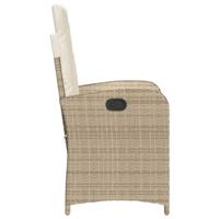 Tuinstoelen 2 st verstelbaar met kussens poly rattan beige - thumbnail