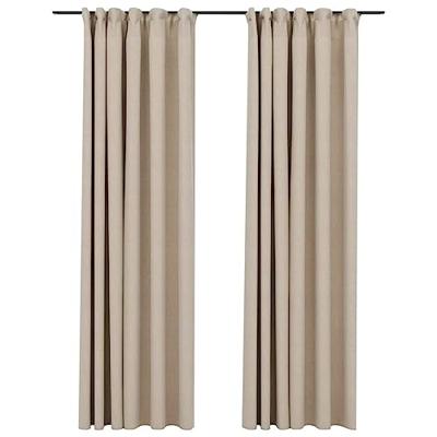VidaXL Gordijnen linnen-look verduisterend haken 2 st 140x245 cm beige VidaXL Gordijnen linnen-look verduisterend haken 2 st 140x245 cm beige