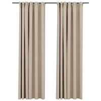 VidaXL Gordijnen linnen-look verduisterend haken 2 st 140x245 cm beige - thumbnail