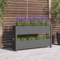 Plantenbak 112x25x66 cm massief grenenhout grijs - thumbnail