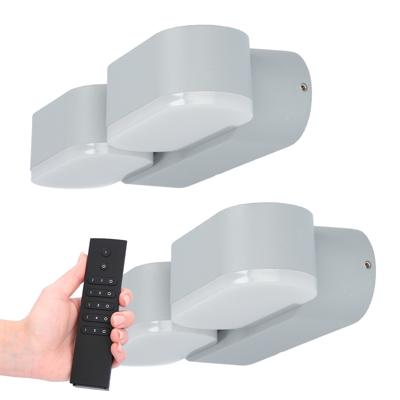 Set van 2 Dayton LED Wandlampen 2-Lichts - 12 Watt 1320 lumen - IP54 Waterdicht - 3000K Warm Wit - Dimbaar via afstandsbediening - Buiten - Grijs