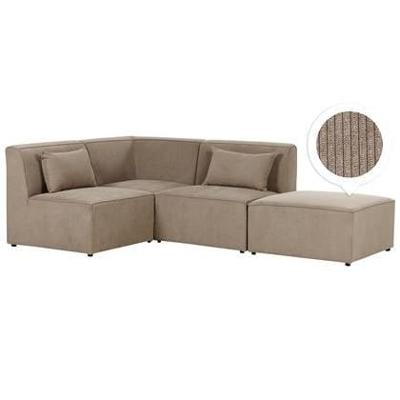 Beliani - LEMVIG - Hoekbank 3-zits - Taupe - Rechterzijde - Corduroy