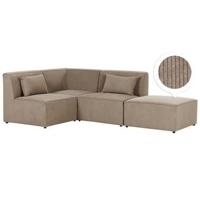 Beliani - LEMVIG - Hoekbank 3-zits - Taupe - Rechterzijde - Corduroy - thumbnail