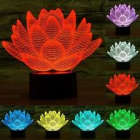 Lotus stijl 3D Touch schakelaar controle LED licht 7 kleur verkleuring creatieve visuele Stereo Lamp Desk Lamp nachtlampje - thumbnail