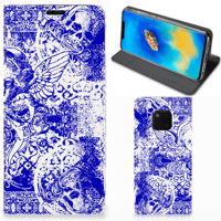 Mobiel BookCase Huawei Mate 20 Pro Angel Skull Blauw - thumbnail