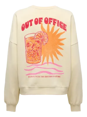 Only Onlliny L/s O-neck Print Cs Swt Sweater 4965230 Ecru Out Of Office