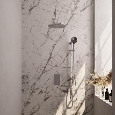 Brauer Chrome Carving Thermostatische Regendoucheset Inbouw - Hoofddouche 30 cm - Gebogen Wandarm - 3 Weg - Handdouche 3 Standen - Doucheslang - Geintegreerde Glijstang - Chroom