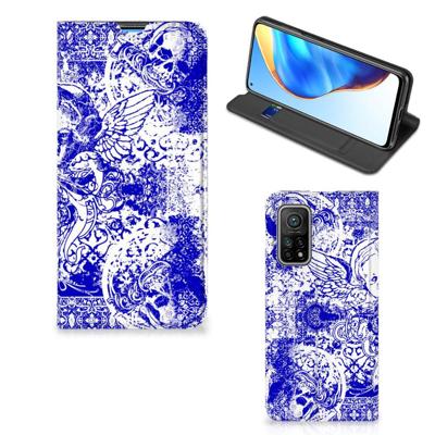 Mobiel BookCase Xiaomi Mi 10T | 10T Pro Angel Skull Blauw
