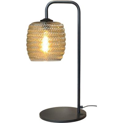 Masterlight Zwarte tafellampQuinto met geribd glas - 4262-05-05-1