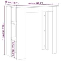 Bartafel met schap 102x50x103,5 cm bewerkt hout oud houtkleurig - thumbnail