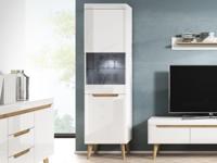 Kolomkast NORDO 1 deur wit/hoogglans wits - thumbnail