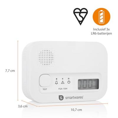 Gecombineerde rook- en koolmonoxidemelder Smartwares FGA-13041 85 dB - thumbnail