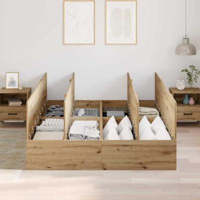 Bedframe met opslag artisanaal eikenkleurig 200 x 150 x 31.5 cm