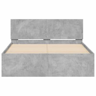 Bedframe met hoofdeinde en LED betongrijs 120x200 cm