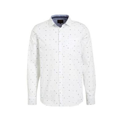 PME Legend regular fit overhemd met all over print wit/blauw