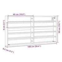 Vitrinekast 100x8,5x50 cm bewerkt hout wit - thumbnail