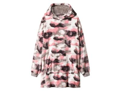Oversized hoodie (Wit/donkerroze/grijs, L/XL)
