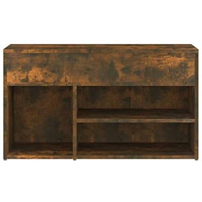 Schoenenbankje 80x30x45 cm bewerkt hout gerookt eikenkleurig