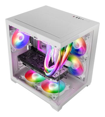 Micro ATX/ITX Mini tower-doos Behuizing Mars Gaming MCVIEW2W Wit - thumbnail