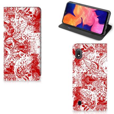 Mobiel BookCase Samsung Galaxy A10 Angel Skull Rood