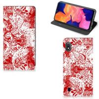Mobiel BookCase Samsung Galaxy A10 Angel Skull Rood - thumbnail