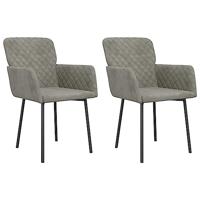 Eetkamerstoelen 2 st fluweel lichtgrijs - thumbnail