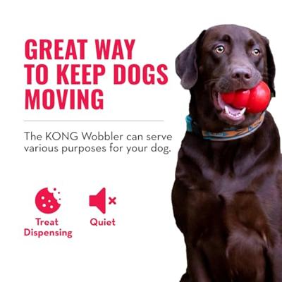 KONG Wobbler - Interactief hondenspeeltje voor het uitdelen van snoepjes - Langzame voerbak voor honden voor gezond eten - Voor middelgrote/grote honden