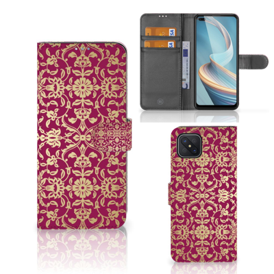 Wallet Case OPPO Reno4 Z Barok Pink Wallet Case OPPO Reno4 Z Barok Pink