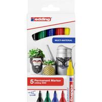 Edding 3000 4-3000-5 Permanent marker Zwart, Blauw, Rood, Groen, Geel Watervast: Ja - thumbnail