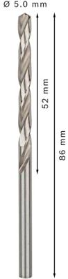 Bosch Accessories 2608595062 2608595062 HSS Metaal-spiraalboor 5 mm Gezamenlijke lengte 86 mm Geslepen DIN 338 Cilinderschacht 10 stuk(s)