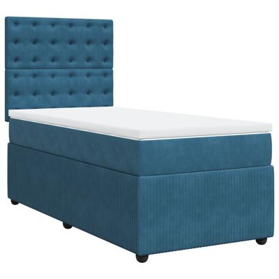 Boxspring met matras fluweel donkerblauw 140x200 cm - thumbnail