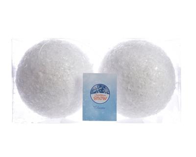 Snwbal foam d10 cm wit glitter 2 stuks KSD - Ksd Snwbal foam d10 cm wit glitter 2 stuks KSD - Ksd