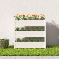 Plantenbak 112x25x104,5 cm massief grenenhout wit - thumbnail