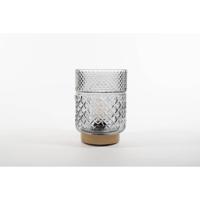 lantern Glass 12 x 17,5 cm Grey With Golden Base Led Bulb Anna's Collection - Annas collection - thumbnail