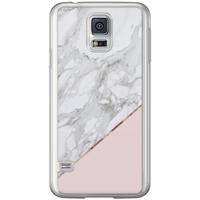 Samsung Galaxy S5 (Plus) / Neo siliconen hoesje - Marmer roze - thumbnail