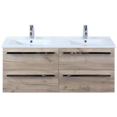 Seville Badmeubelset 120 cm - 4 Laden Craft Oak - Wastafel Enjoy Dubbel