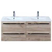 Seville Badmeubelset 120 cm - 4 Laden Craft Oak - Wastafel Enjoy Dubbel - thumbnail