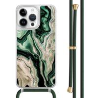 iPhone 13 Pro Max hoesje met groen koord - Green waves - thumbnail