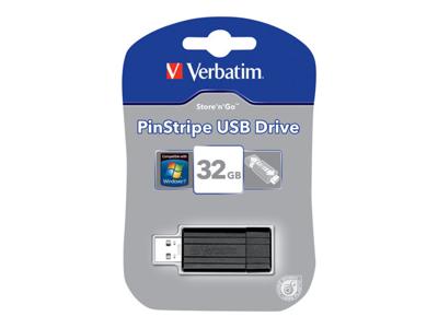 Verbatim Pin Stripe USB-stick 32 GB Zwart 49064 USB-A 2.0 Verbatim Pin Stripe USB-stick 32 GB Zwart 49064 USB-A 2.0