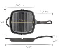 Blackwell Grillpan Gietijzer / Skillet 23 x 23 cm - zonder anti-aanbaklaag - thumbnail