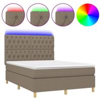 Boxspring met matras en LED stof taupe 140x190 cm - thumbnail