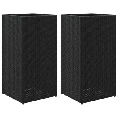 Plantenbakken 2 st 40x40x80 cm poly rattan zwart