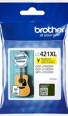 Brother inktcartridge, 500 pagina's, OEM LC-421XLY, geel